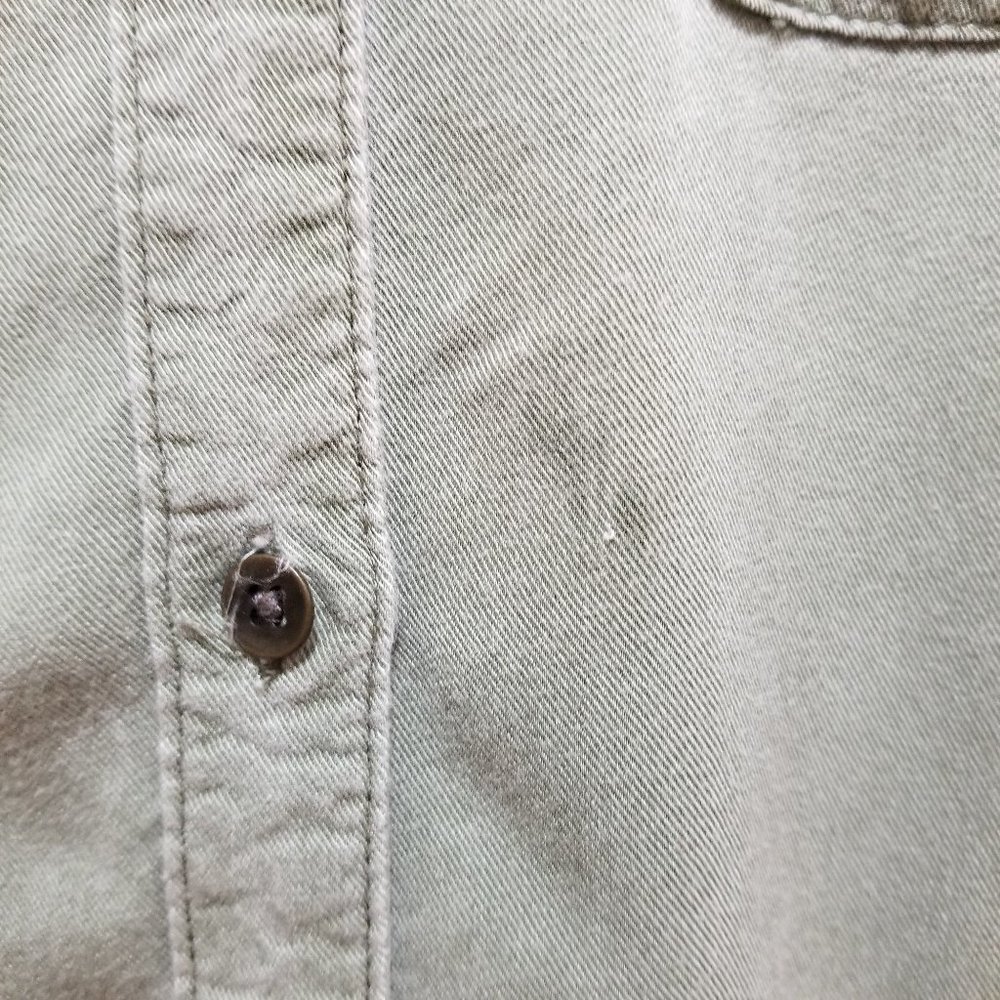 Old Navy top Large 10/12 utility button up twill side split pockets Money Maker - Picture 8 of 15